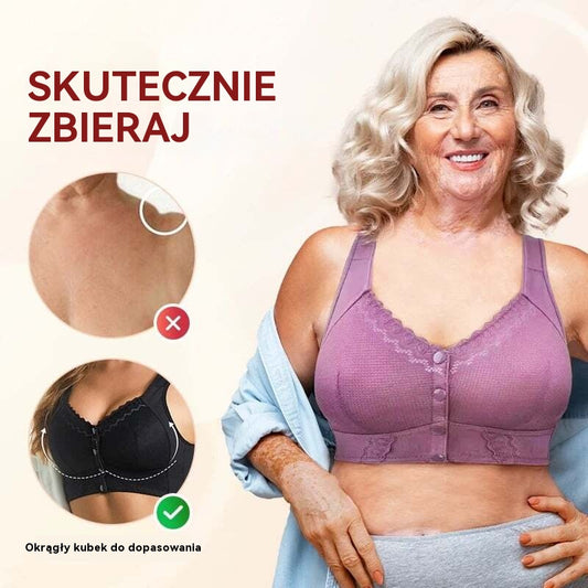 (3 szt)💕🎁【45kg-155kg】Oversized oddychający biustonosz z miękkiej bawełny, zapinany z przodu na guziki