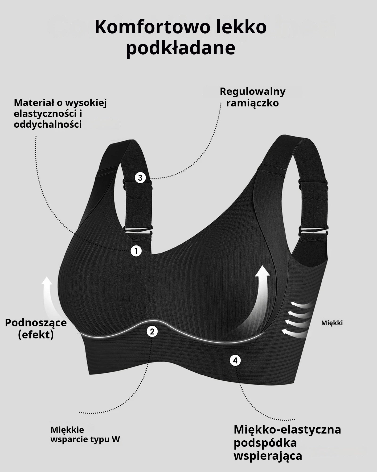 😍【Zestaw 4 szt.】Bezszwowy biustonosz bez fiszbin dla kobiet ❤️【40–95 kg】