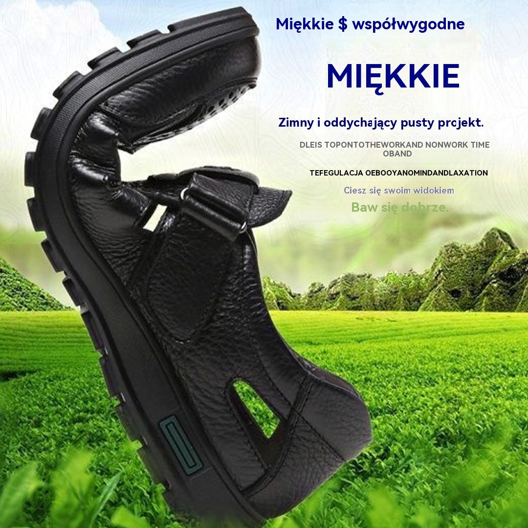 🔥【39-44】Męskie oddychające sandały letnie ze skóry naturalnej