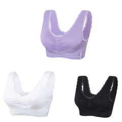 【3 sztuki】 Oferta Specjalna ！Wygodny biustonosz z koronkowym przodem