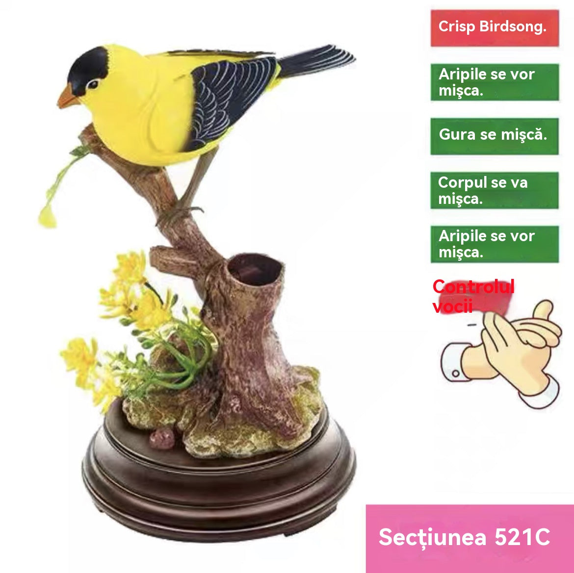 🦜🐦【Oferta ograniczona czasowo】Symulacja sterowana głosem, kreatywne, urocze ozdoby ptaków sterowane głosem, dekoracyjne ozdoby na biurko