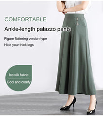 ❤️❤️【M-5XL】2026 Nowe damskie letnie szerokie nogawki Ice Silk Cropped Pants