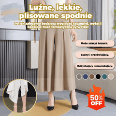 【M-5XL】Modna, drapowana spódnica damska z szerokimi nogawkami i wysokim stanem