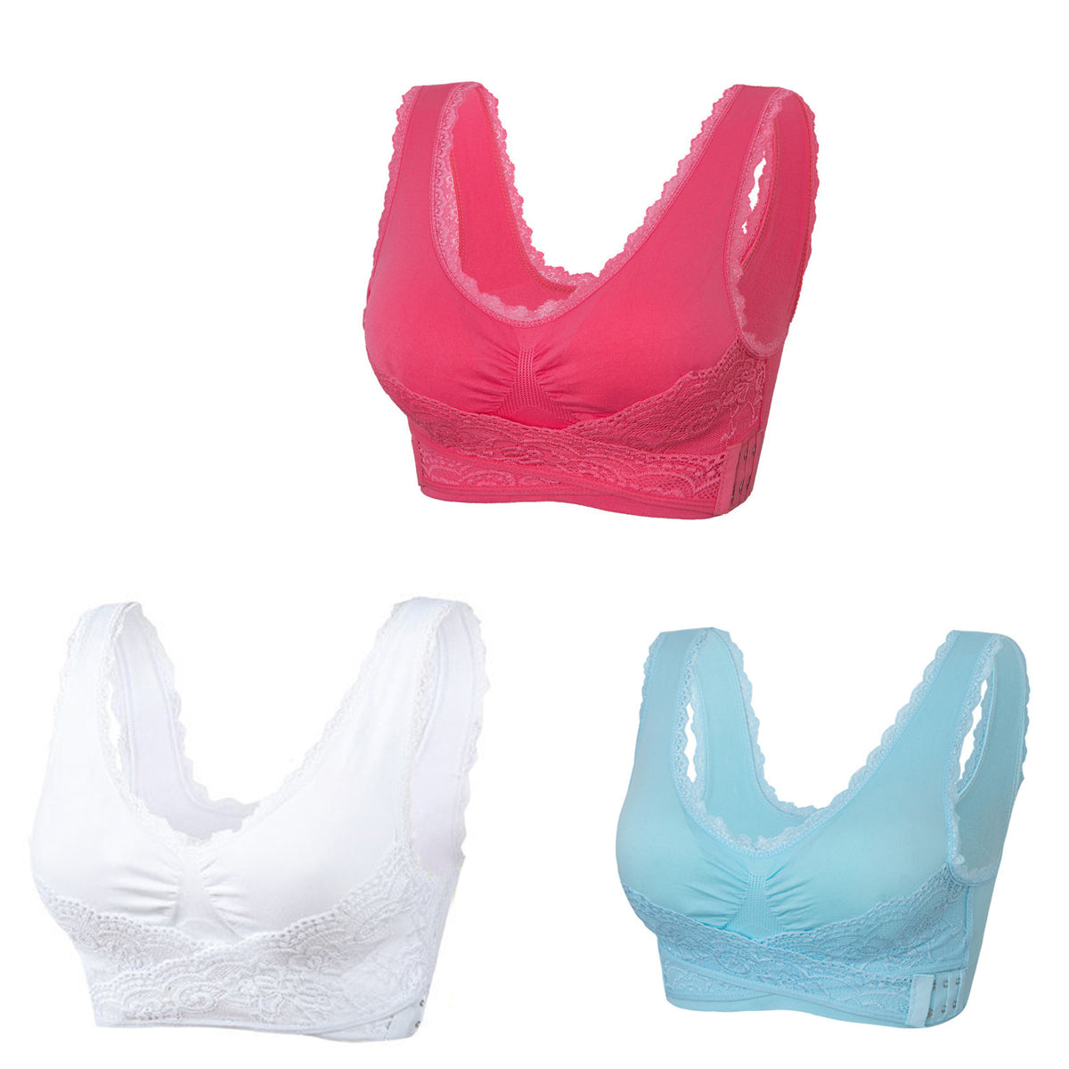 【3 sztuki】 Oferta Specjalna ！Wygodny biustonosz z koronkowym przodem