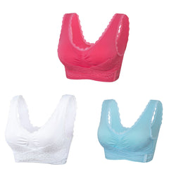 【3 sztuki】 Oferta Specjalna ！Wygodny biustonosz z koronkowym przodem