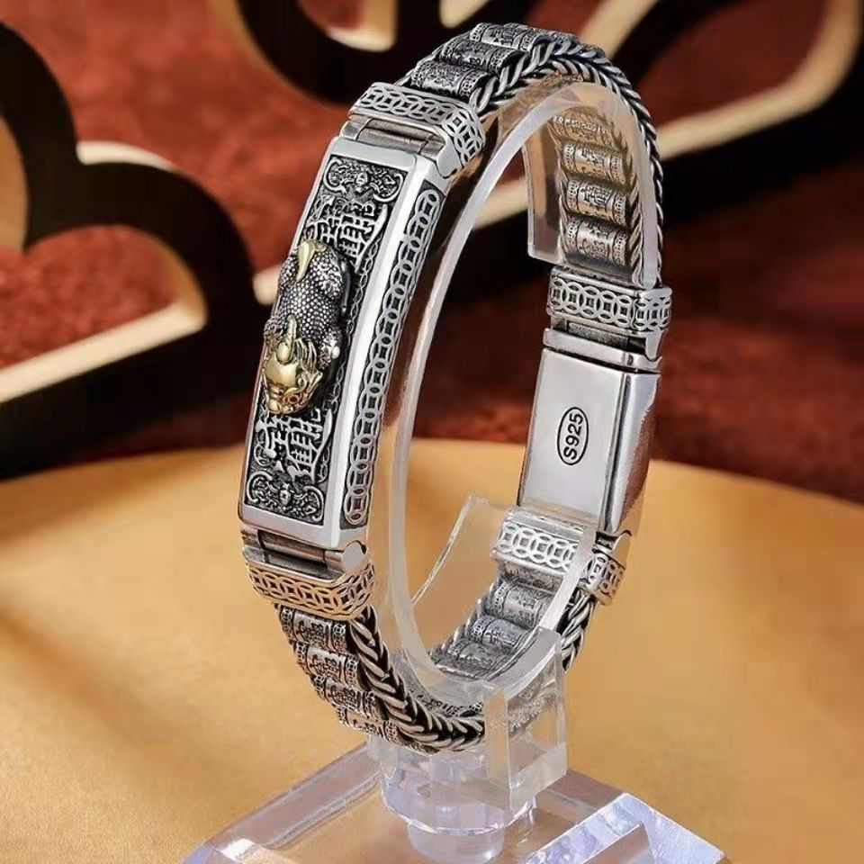👑 Moda męska | Bransoletka Pixiu ze Srebra 925 💎 Elegancki amulet szczęścia