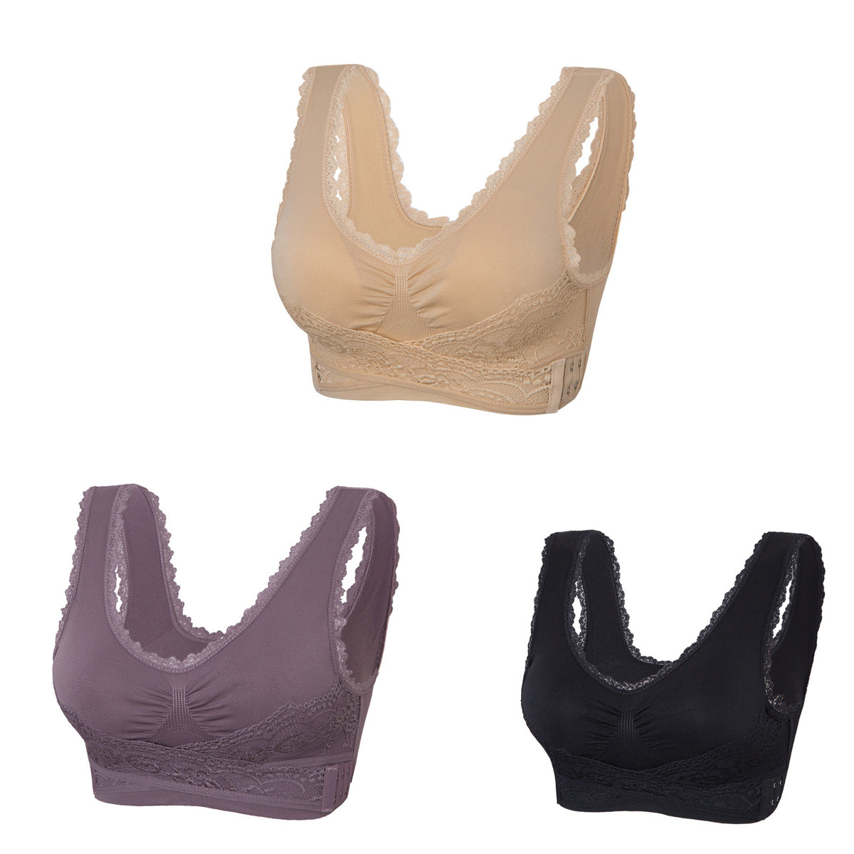 【3 sztuki】 Oferta Specjalna ！Wygodny biustonosz z koronkowym przodem