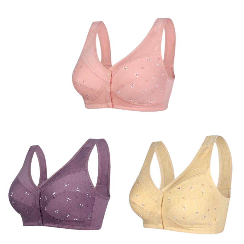 ✨💞【Koty 40-105】Elegancki bawełniany biustonosz zapinany z przodu dla pań w średnim wieku