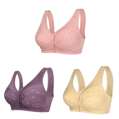 ✨💞【Koty 40-105】Elegancki bawełniany biustonosz zapinany z przodu dla pań w średnim wieku