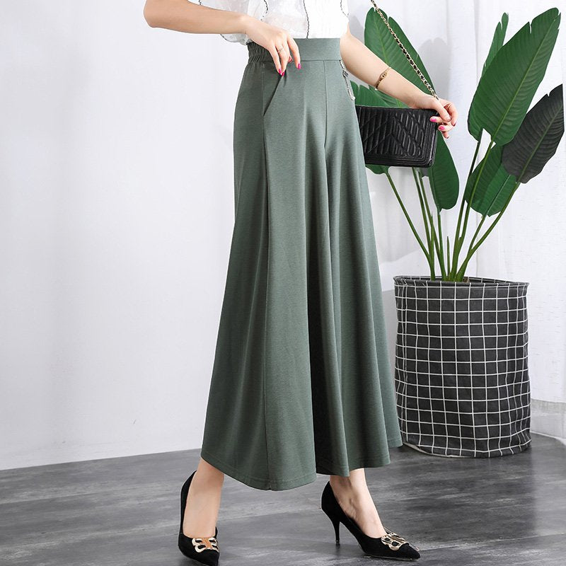 ❤️❤️【M-5XL】2026 Nowe damskie letnie szerokie nogawki Ice Silk Cropped Pants