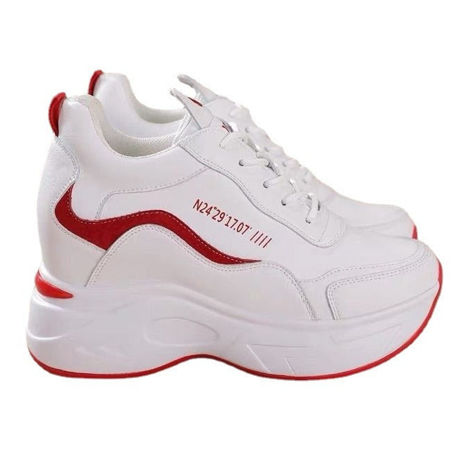 👟Nowe skórzane buty sportowe z grubą podeszwą i wysokim stanem