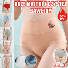 💖49% zniżki!【Zestaw 6-częściowy】 Bielizna w 100% bawełniana, z wysokim stanem, w dużych rozmiarach, podnosząca biodra [40-100 kg]
