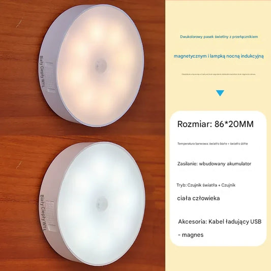 【Kup 1, otrzymaj 2】Lampka LED z Czujnikiem Ruchu Akumulatorowa Magnetyczna (Pack 2 Sztuki) - Łatwa Instalacja na Magnes