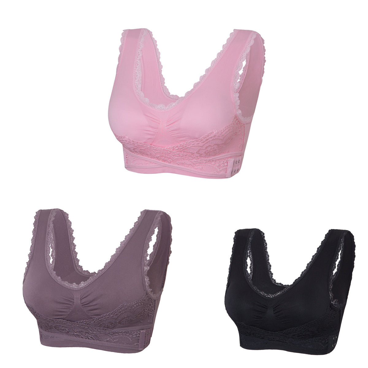 【3 sztuki】 Oferta Specjalna ！Wygodny biustonosz z koronkowym przodem