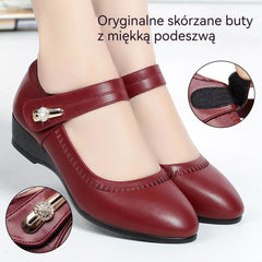 👡【35-41】Miękkie skórzane buty na obcasie z miękką podeszwą, antypoślizgowe skórzane buty dla mamy