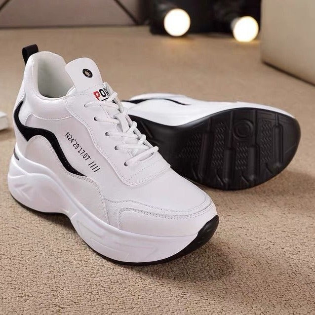 👟Nowe skórzane buty sportowe z grubą podeszwą i wysokim stanem