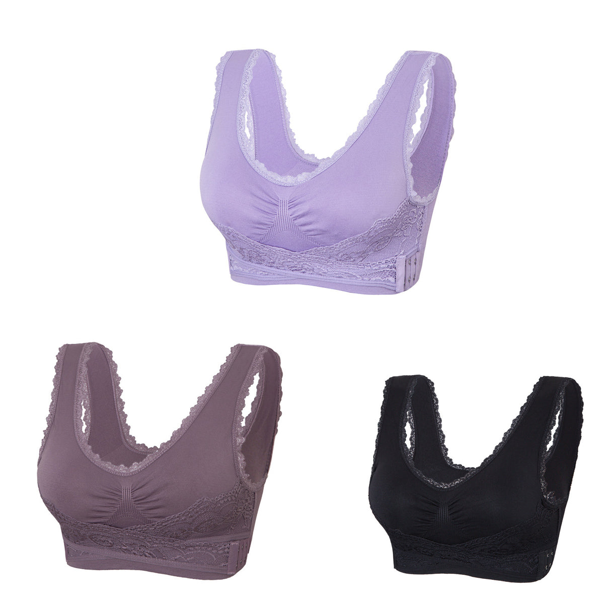 【3 sztuki】 Oferta Specjalna ！Wygodny biustonosz z koronkowym przodem