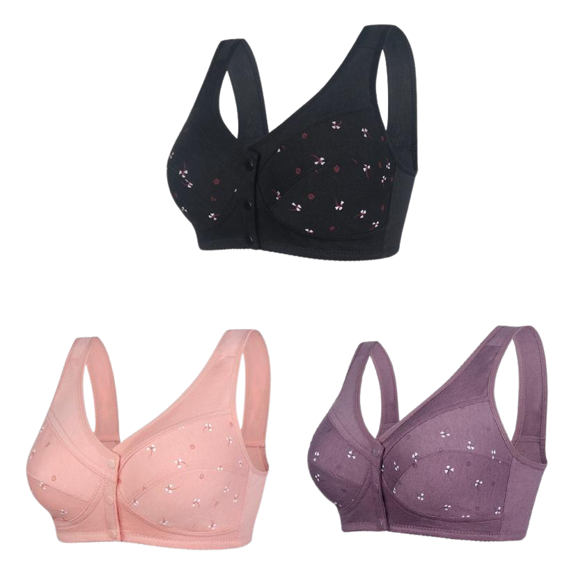 ✨💞【Koty 40-105】Elegancki bawełniany biustonosz zapinany z przodu dla pań w średnim wieku