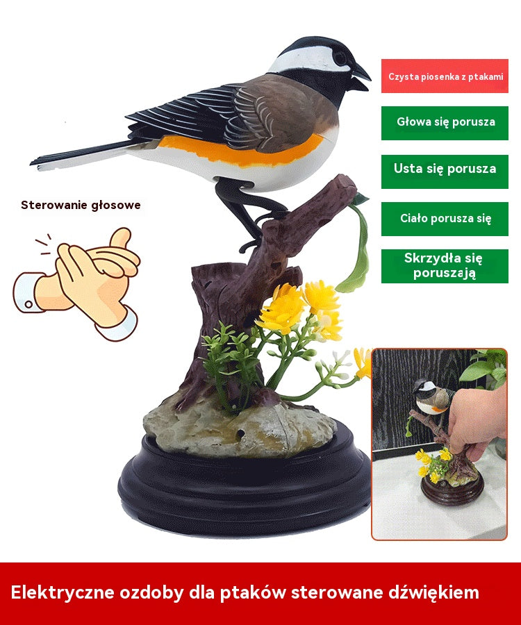 🦜🐦【Oferta ograniczona czasowo】Symulacja sterowana głosem, kreatywne, urocze ozdoby ptaków sterowane głosem, dekoracyjne ozdoby na biurko