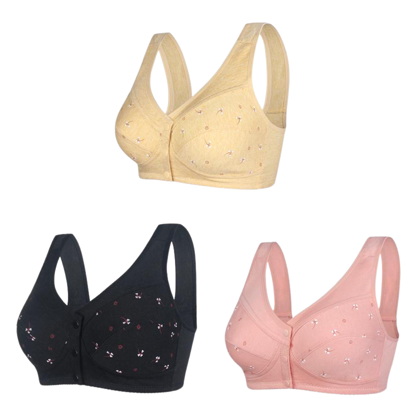 ✨💞【Koty 40-105】Elegancki bawełniany biustonosz zapinany z przodu dla pań w średnim wieku