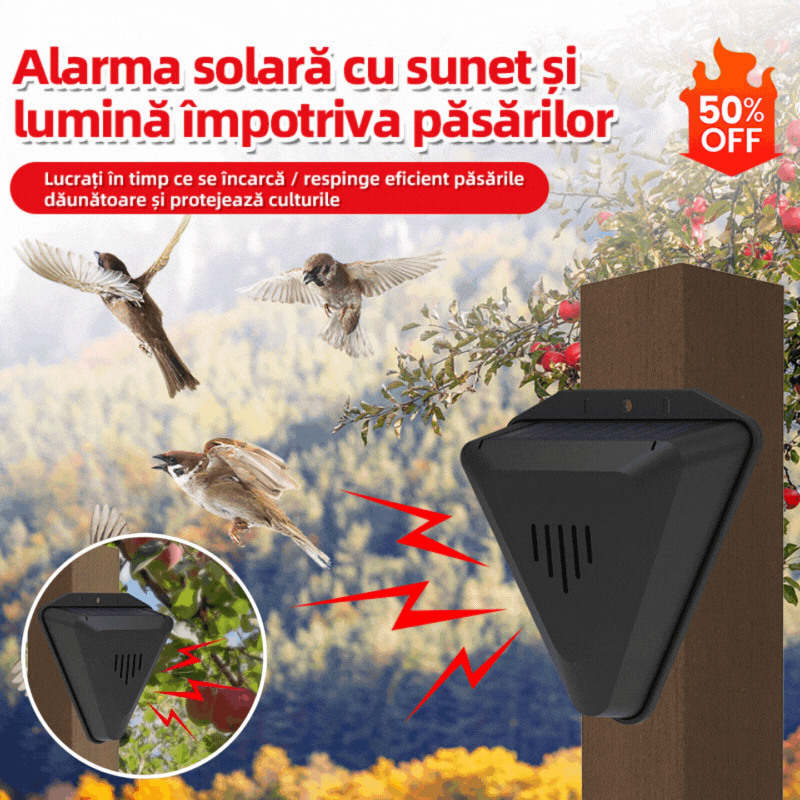 🔥Gorąca sprzedaż-49% off 🔥📣Uniwersalny odstraszacz ptaków zasilany energią słoneczną z alarmem dźwiękowym i świetlnym do sadów, stawów i pól ryżowych