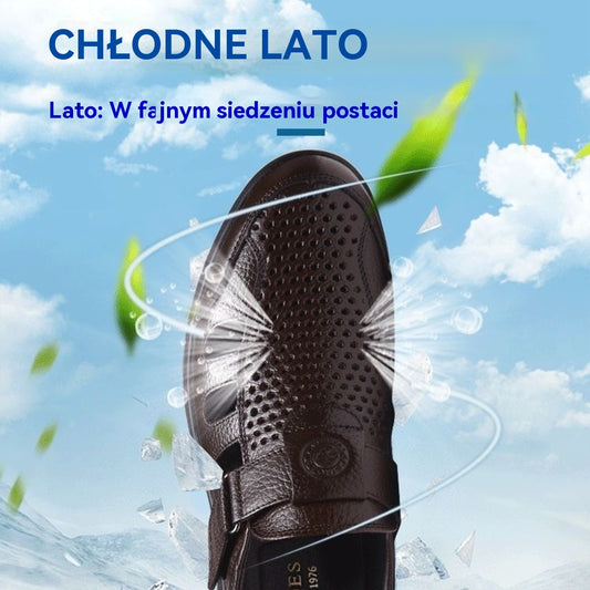 🔥【39-44】Męskie oddychające sandały letnie ze skóry naturalnej